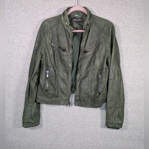 Leather waist jacket by black rivet green